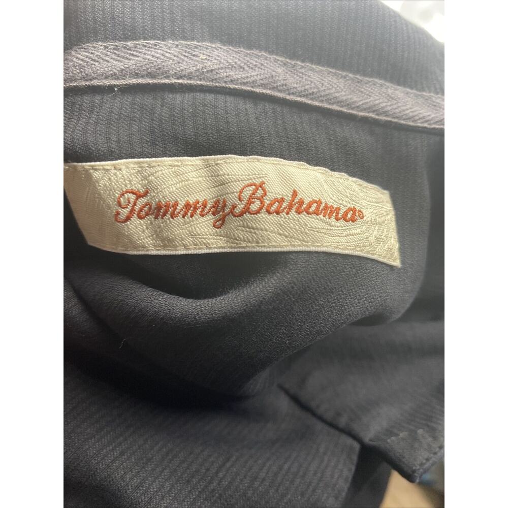 Tommy Bahama Shirt Mens Large Black Short Sleeve 100% Silk Button Up Palm Tree - Picture 7 of 8